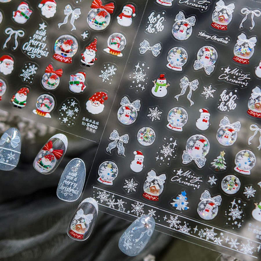 365nails — Boule à neige de Noël — autocollants nail art