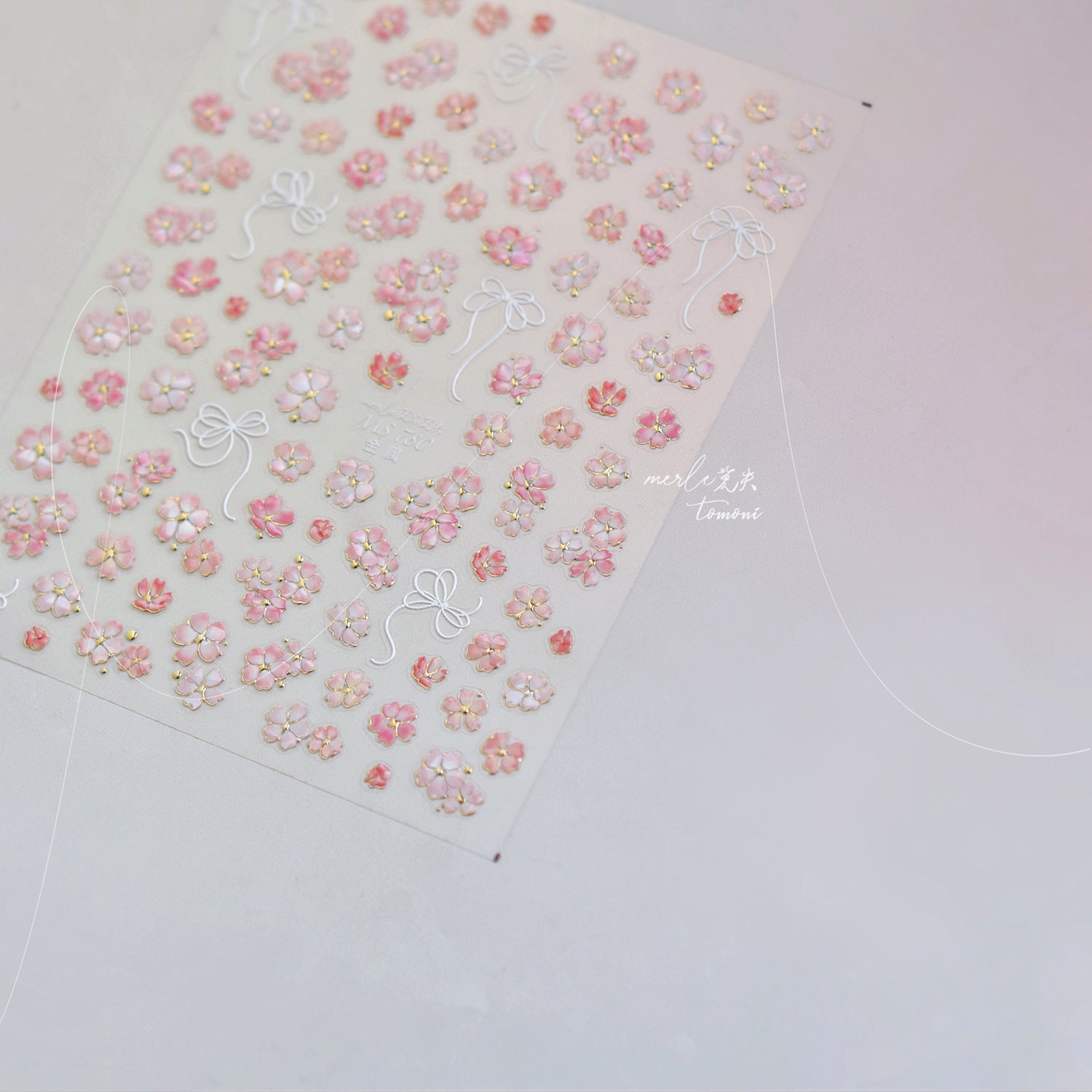 Pink Cherry Blossom Collection: "Romantic Pink Cherry Blossom" – 3D Embossed Nail Sticker