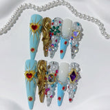 Baroque Jewel Pearl Crystal Luxury Press On Nail Set