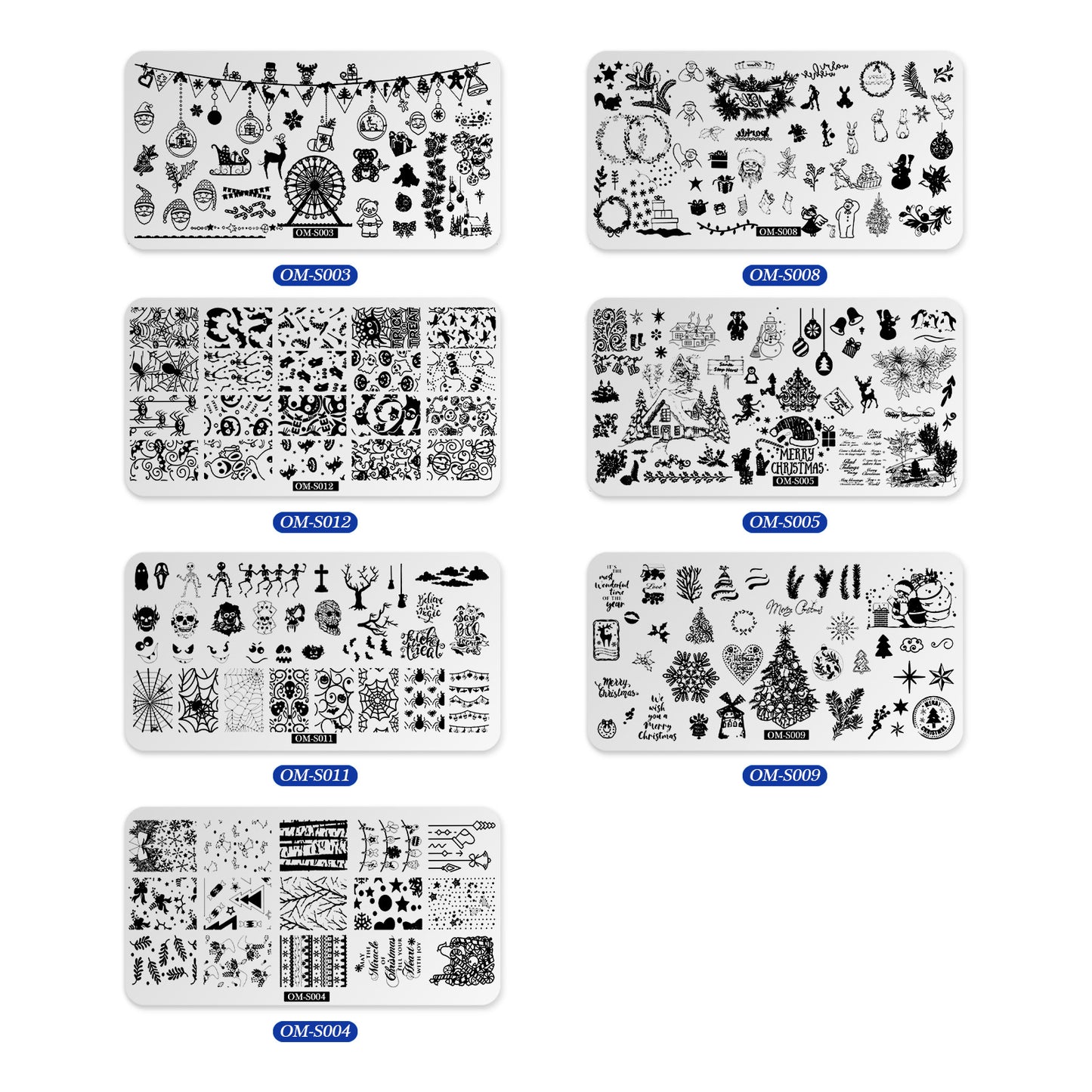Christmas Nail Stamping Plates – Holiday Pattern Steel Templates for DIY Nail Art (MOQ=3)