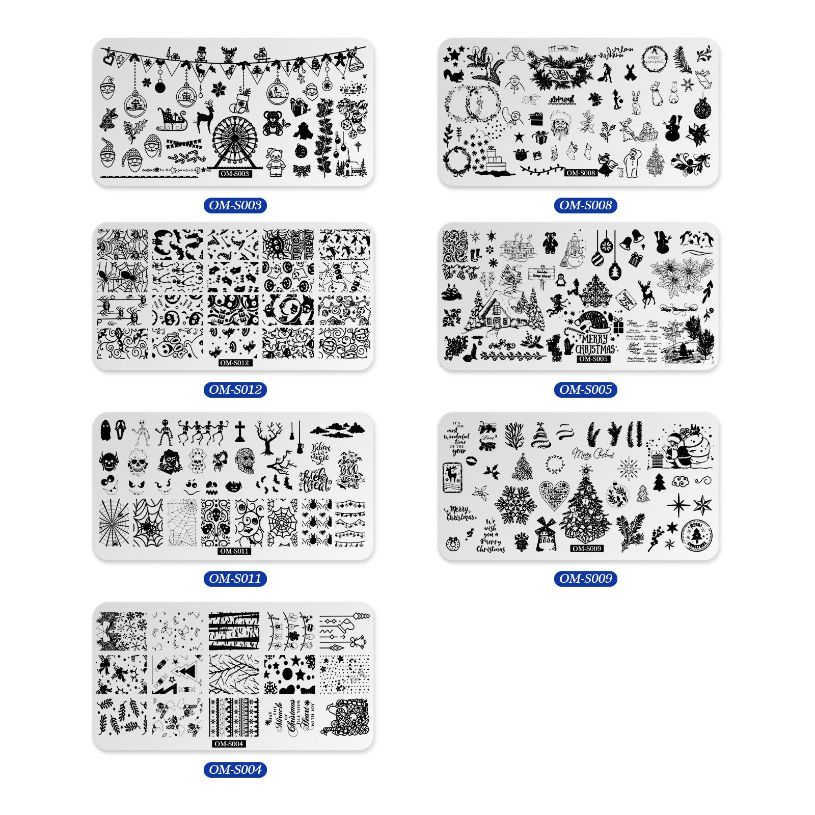 Christmas Nail Stamping Plates – Holiday Pattern Steel Templates for DIY Nail Art (MOQ=3)