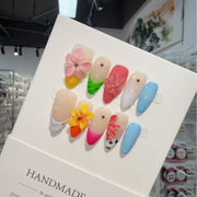 365nails「綻放花園」3D 花卉手工製尖形穿戴甲