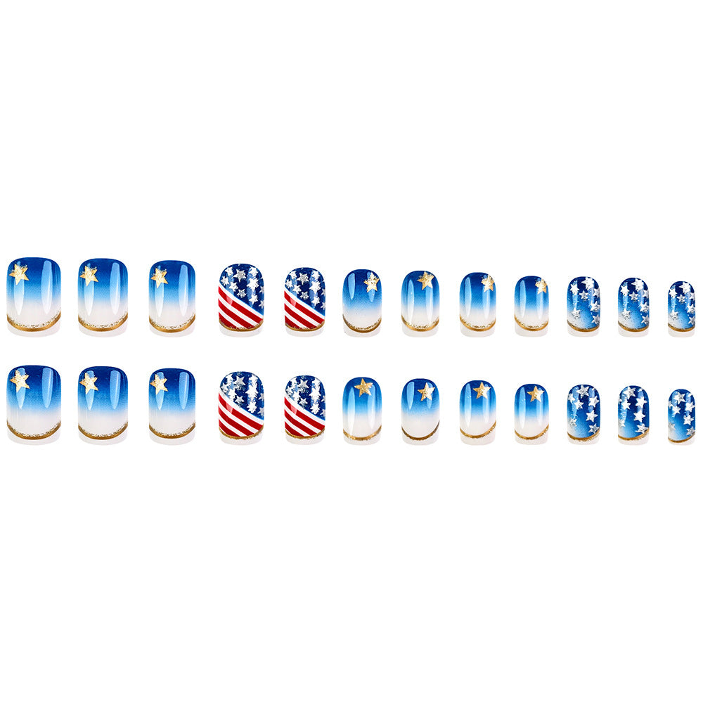 365nails: Independence Day Ombre Gold Star Press-On Nails (USA)