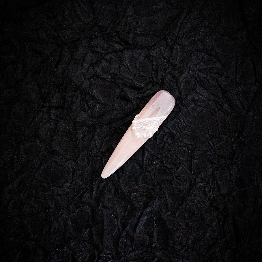 [Yin Juan]New Chinese Pure Desire Wind Hand-painted smudged cheongsam floral quicksand flow hemp press on nail