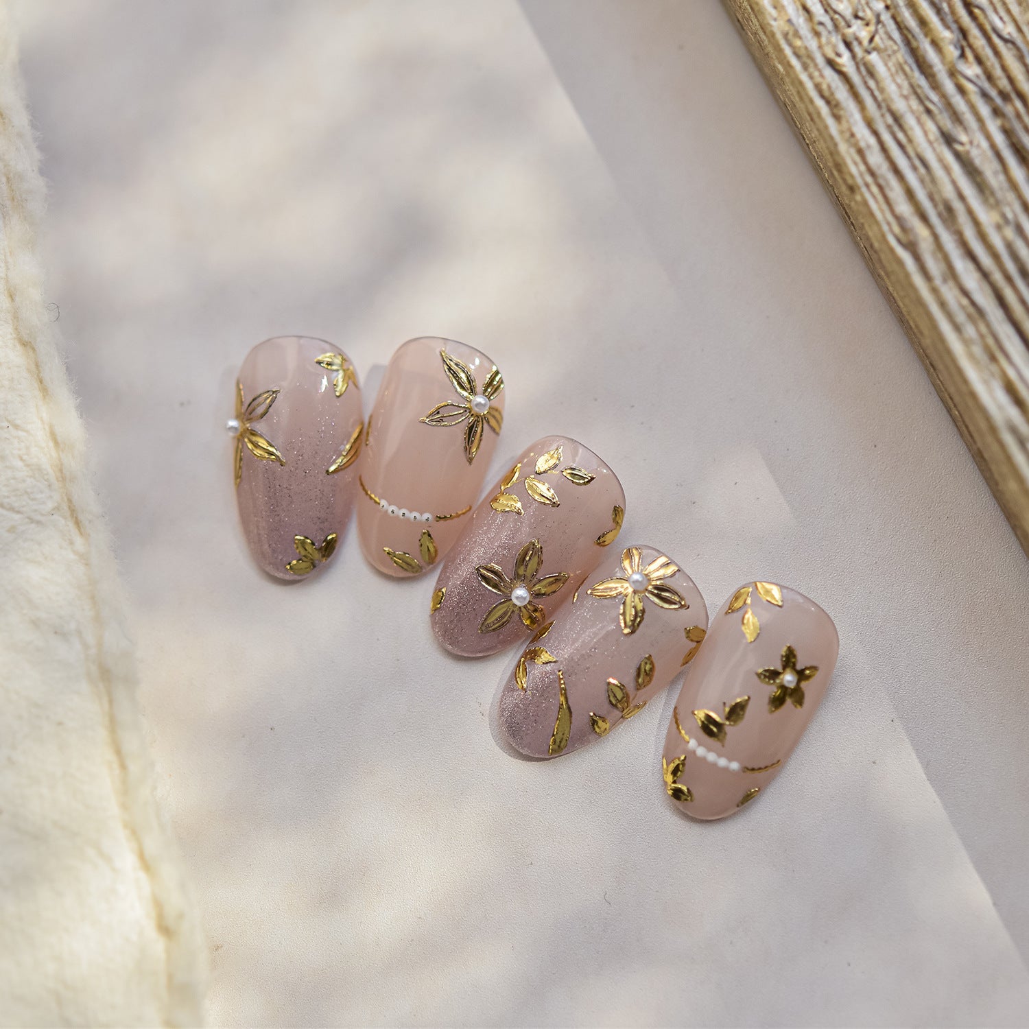 Golden 3D Floral Collection: "Luxury Petal" – 3D Embossed Nail Sticker