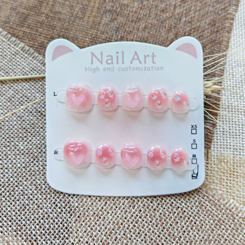 365nails: "pink sweetheart collection" – short round handmade kids press-on nails (4 styles)
