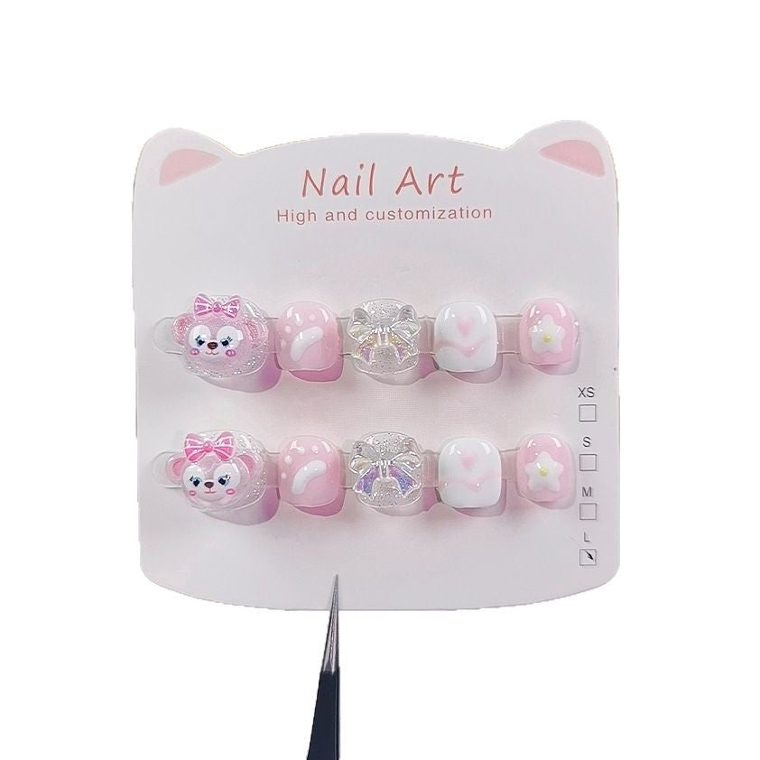 Shirley Mei Cute Kids Press On Nails with Bow Hearts