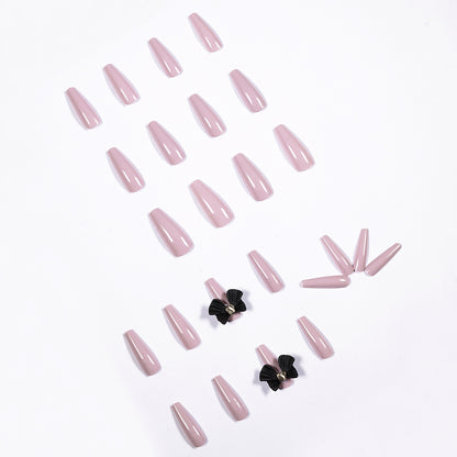 Long Ballet Wear Nail Finished Long Taro Purple Bow False Nail Nail Patch Nail Patch Removable｜365nails