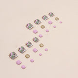 Spring and summer new products, fresh green leaves, safflower gentle girl's feet, wearing armor, flash solid color manicure pieces, Press-on toenails nail wholesale｜365nails