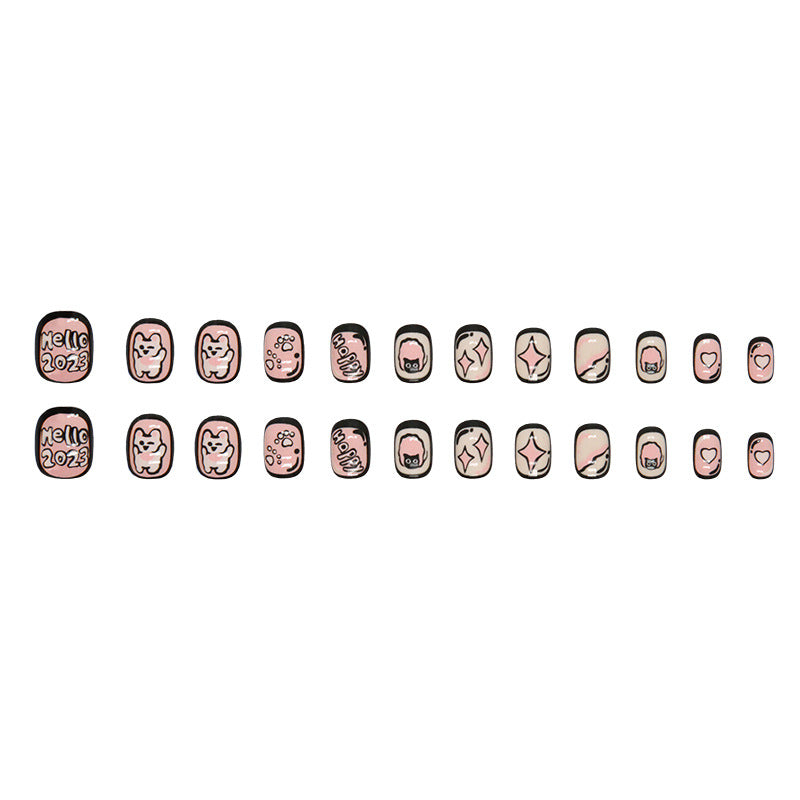Pink cute rabbit Press-on toenailsprints love cute playful childlike  fake nails children's wear armor｜365nails
