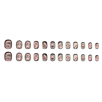 Pink cute rabbit Press-on toenailsprints love cute playful childlike  fake nails children's wear armor｜365nails