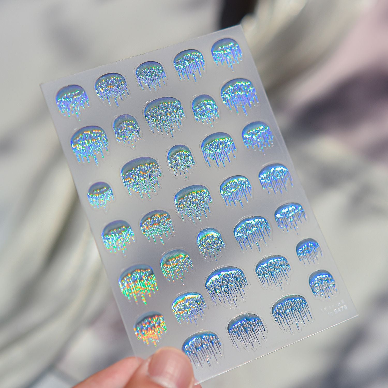 365nails: 홀로그램 프렌치 팁 드립 입체 세트 네일 스티커