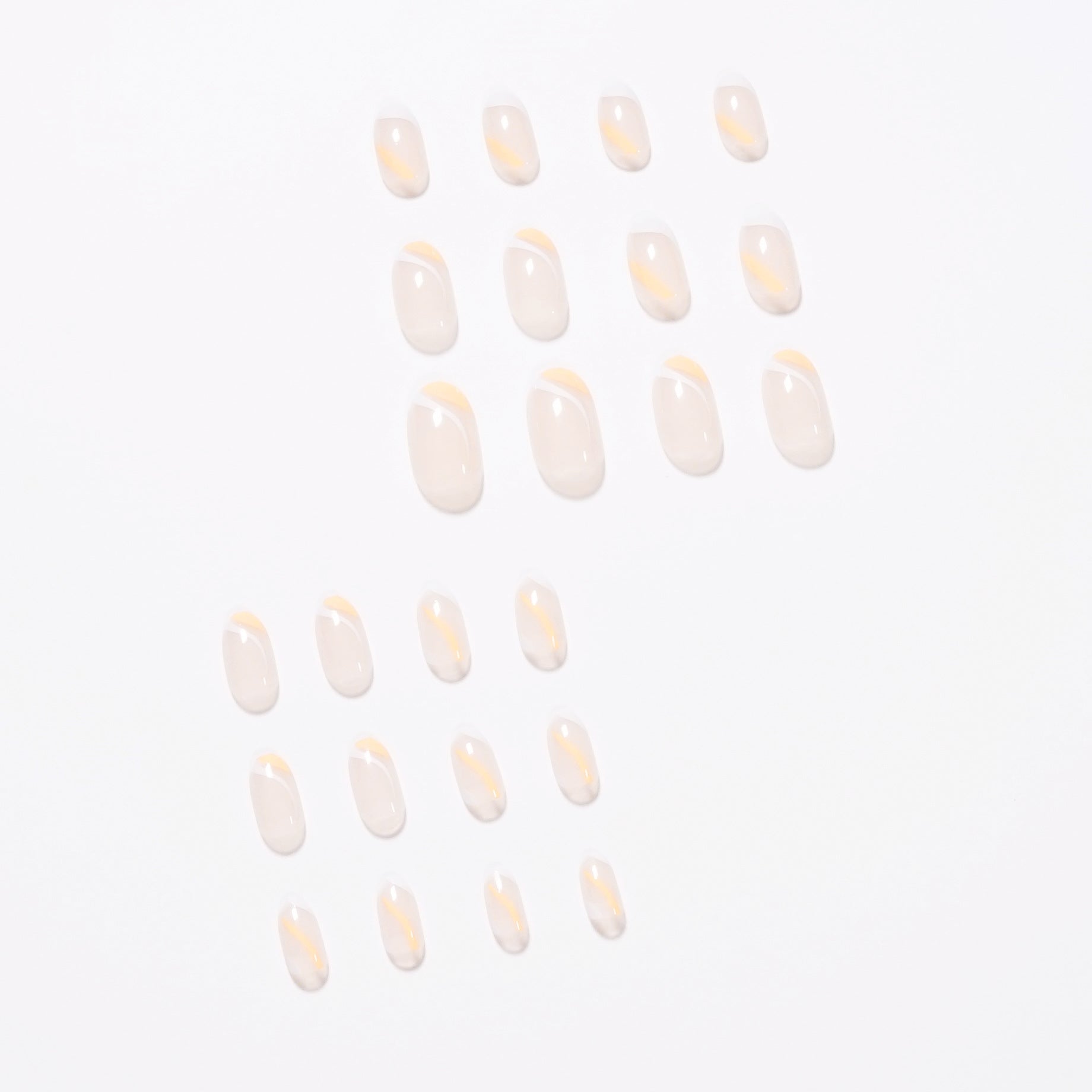 法式白橙配色成品穿戴甲（甲片）｜365nails