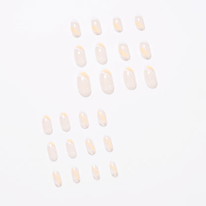 French False nail white orange color scheme press-on nails Art Finished Fake Nail Nail Patch Nail Patch Nail Patch Nail Patch｜365nails