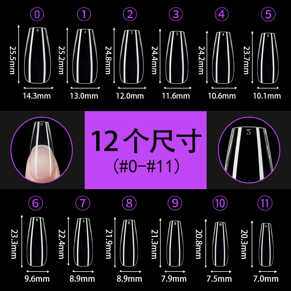 Nail Tips Nail sheet semi-matte transparent short almond nail trapezoidal free grinding full sticker seamless patch fake nail wholesale