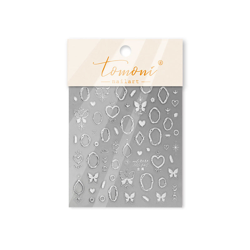Metallic Iridescent Gem Collection: "Luxury Iridescent Gem & Star" – 3D Embossed Nail Sticker