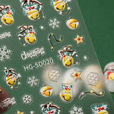 Christmas atmosphere nail art sticker 5D relief three-dimensional Santa Claus Elk nail sticker jewelry HG model