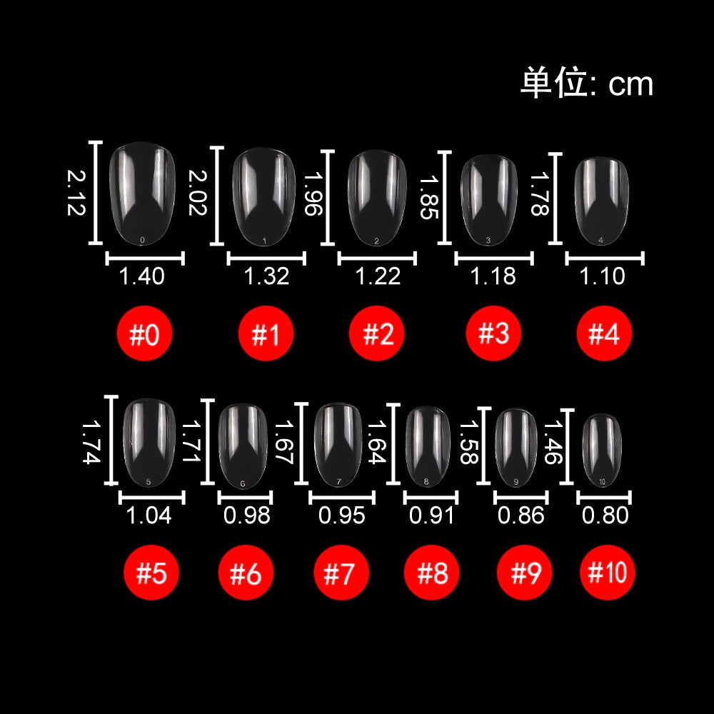 半霧透明短款杏仁形甲片，梯形全覆蓋無縫貼片 批發 (MOQ=3)