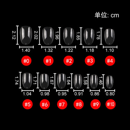 Nail Tips Nail sheet semi-matte transparent short almond nail trapezoidal free grinding full sticker seamless patch fake nail wholesale