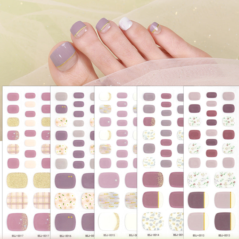Semi-Cured Gel Nail Strips 3D Floral Glossy Toe Design (MOQ=3)