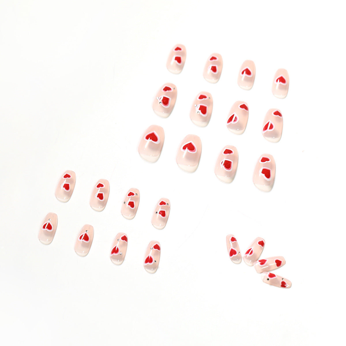 Uñas postizas con diseño de corazón de melocotón y hielo de Spice Girl, terminadas, parches para uñas, parches para uñas, uñas postizas extraíbles | 365nails