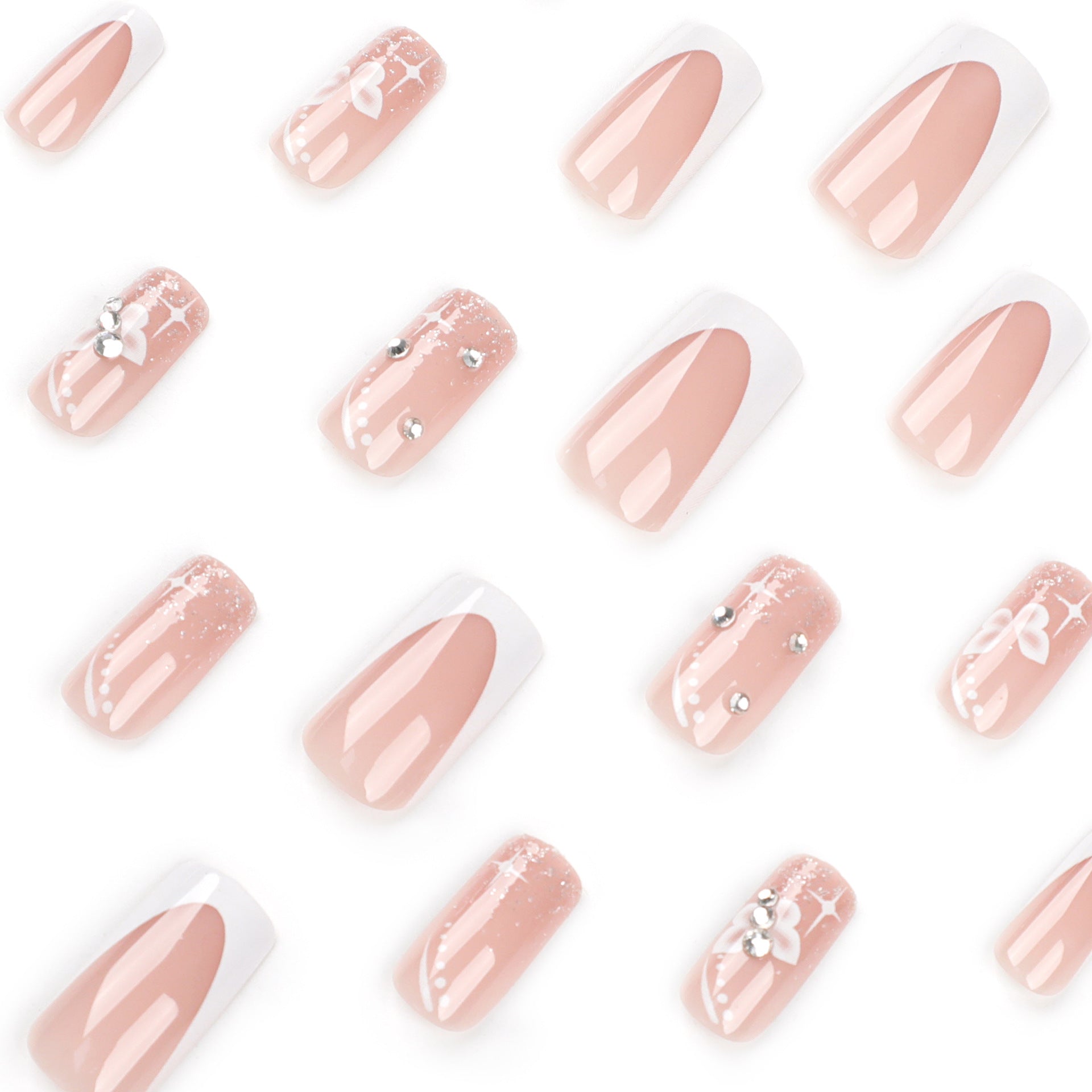 可拆式穿戴甲成品｜閃耀水鑽蝴蝶少女款 批發｜365nails