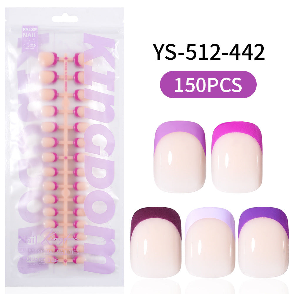 Nail Tips French press on nails, popular in Europe and the United States, five-color seamless 150 pieces, boxed removable nail prefabricated patch nail art piece