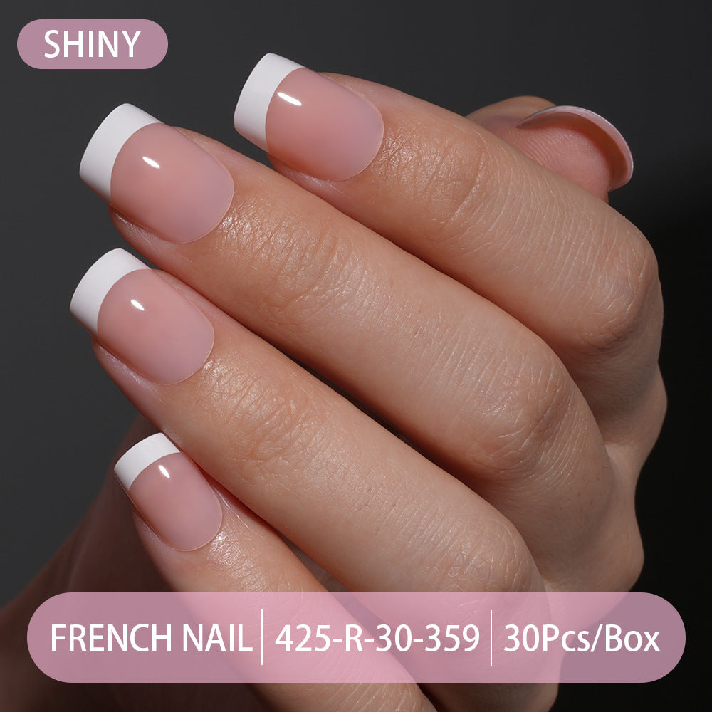 Press on nails French trapezoidal simple high-end sense 30 pieces box detachable fake nail finished pre-made manicure