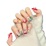 Cute Christmas 3D Festive Red Green Press On Nails