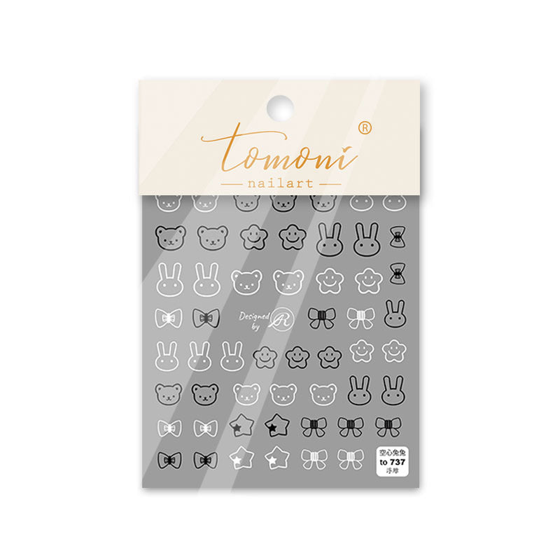 Holographic Pink Bunny Nail Stickers – 5D Embossed Cute Animal Set