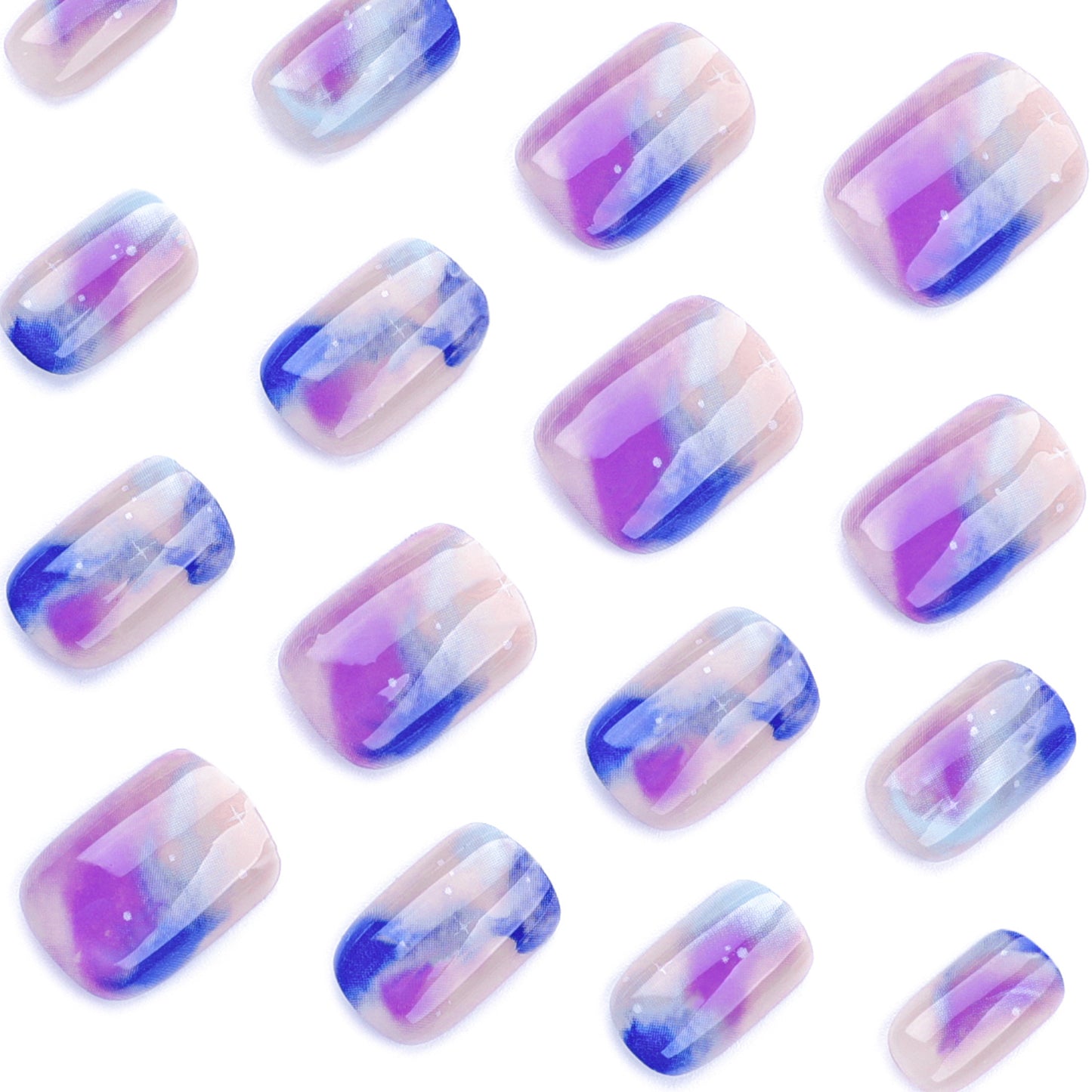 Short Short Round Wearing Nail Pads Wholesale Color Smudge Nail Art False Nails Galaxy Star Nail Art Nail Patch｜365nails