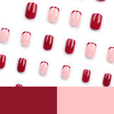 Yiwu nail art wearing nail piece solid color burgundy nail art fake nail short wearable nail sticker wholesale