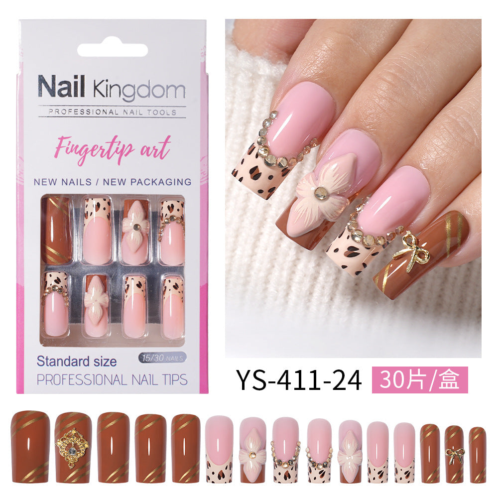 Press on nails advanced sense belt drill three-dimensional detachable nail art Spice girl fake nail press on nails wholesale