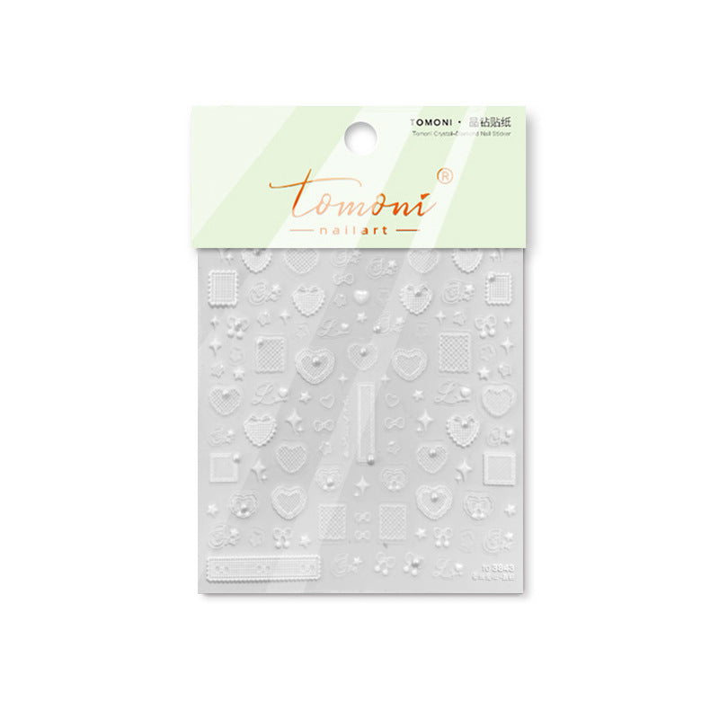 365nails: "White Lace and Crystal Heart" – nail art stickers