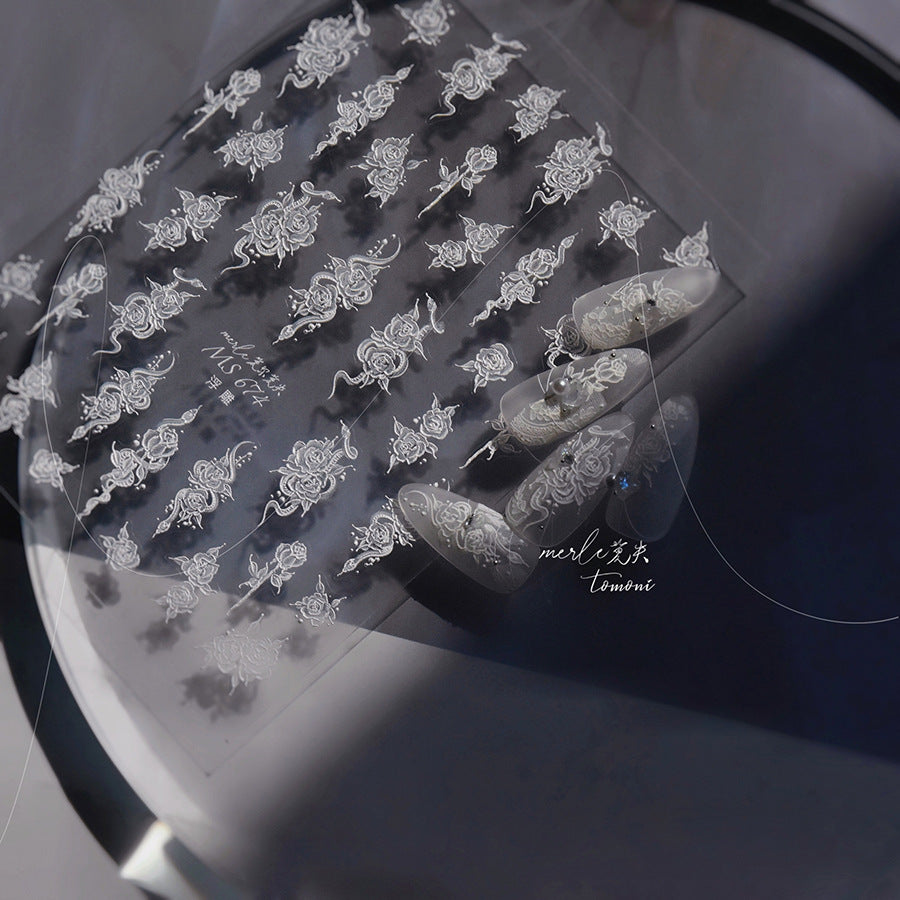 365nails: "Embossed Silver Rose" – nail art stickers