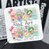 Sweet and cute handmade manicure patch airbrush blush Hawaiian black leather Kitty cat handmade wear armor wholesale｜365nails