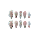 [Pure Handmade Real Shot] Girl Pink Snake Head Plaid Nail Art Wear Nail Medium and Long Advanced | 365nails