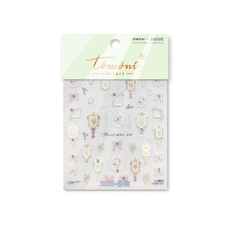 365nails: "Adesivos de unha Floral Vintage com Moldura de Cristal"