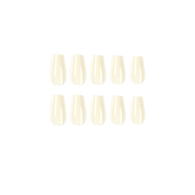 短款純色乳白芭蕾形穿戴甲片｜365nails
