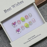 New handmade press-on nails cute cartoon fake nail flakes 3-12 years old