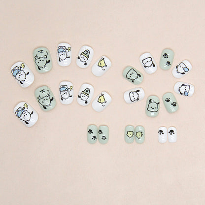 Scribbled puppy little yellow chicken super cute kids nails 24 pieces｜365nails