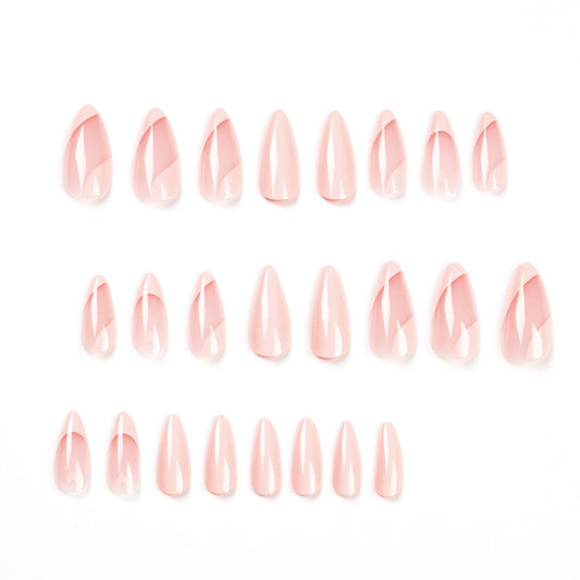 Wearable manicure Wearable manicure Wholesale, French pink love nail sticker Removable nail piece nail piece｜365nails