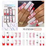 Press on nails fake nail patch extension nail Spice Girl medium rectangle removable 24 pieces with drill manicure