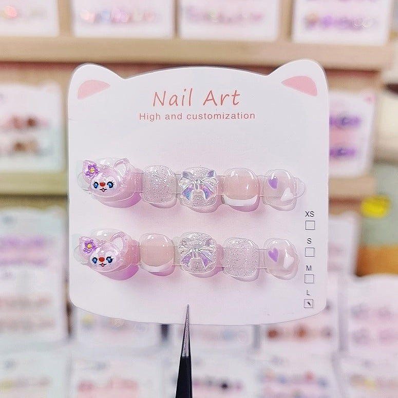 Linna Bell Pastel Cute Kids Press On Nails with Glitter
