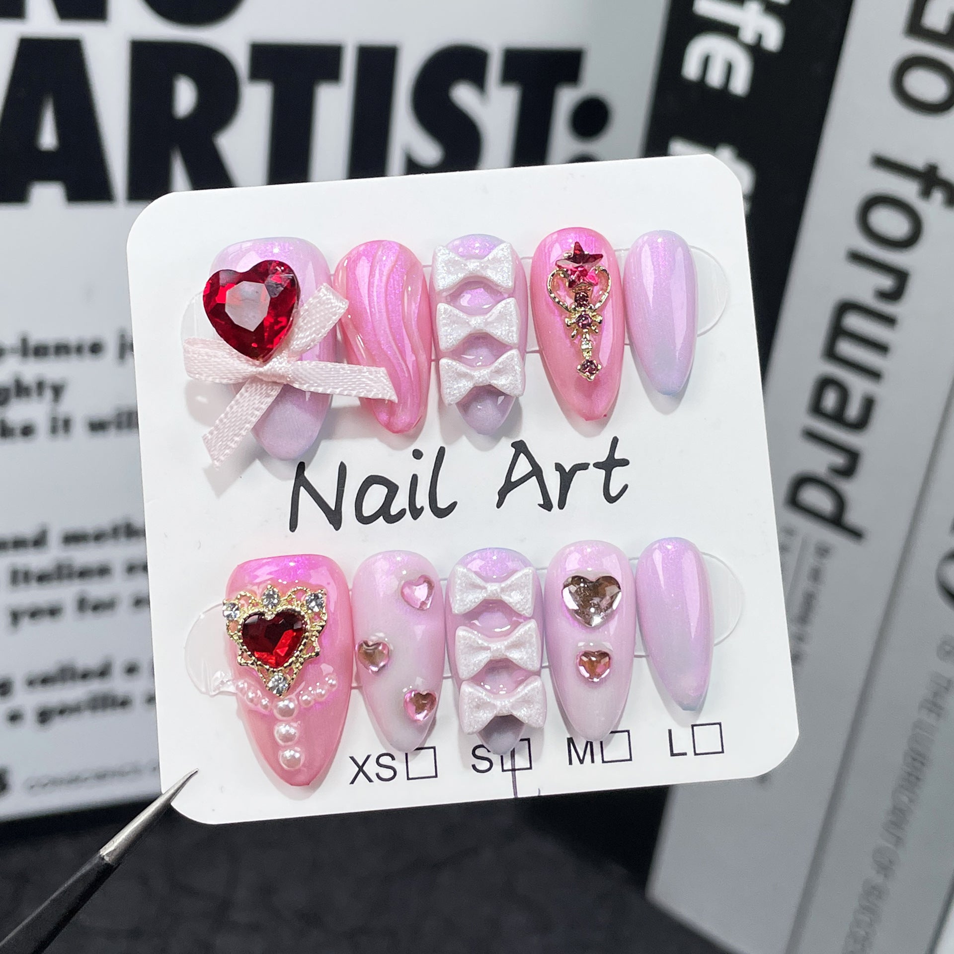 Sweet and cool Spice Girls Handmade Press-on Nails pure want to flash  almond nail  handmade finished nail wholesale｜365nails