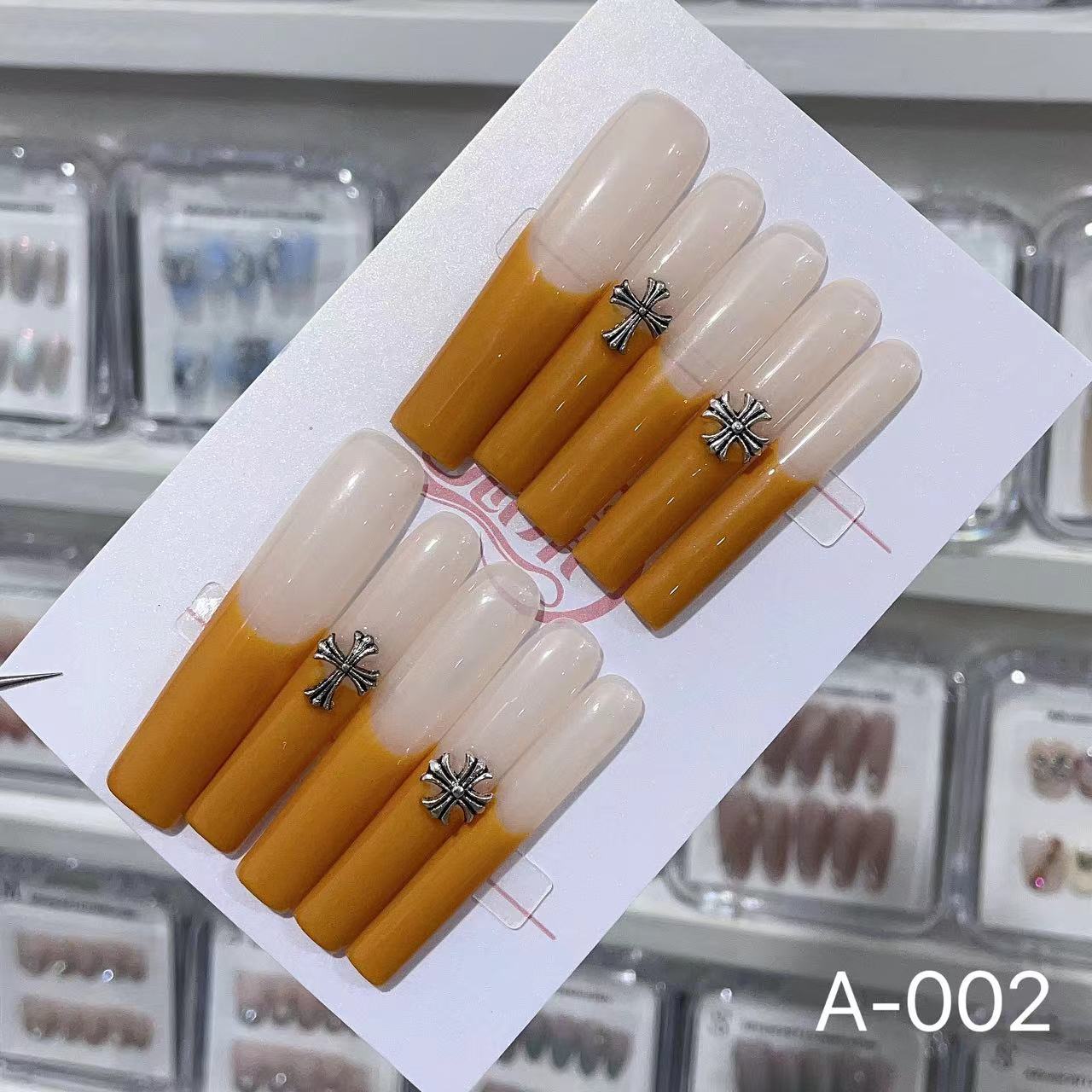 Extra Long 5.5cm Water Pipe Press-On Nails | Handmade Collection | Round Shape