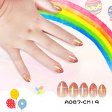 Kids press-on nails Almond nail non-toxic washable nail art gradual change red 24 pieces