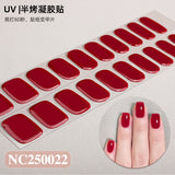 Semi-Cured Gel Nail Strips Solid Color Glossy Classic Design (MOQ=3)