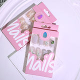 3D three-dimensional fresh flower cat's eye short ballet press-on nails