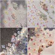 Iridescent  Embossed Flower Nail Stickers – Translucent Petal Set